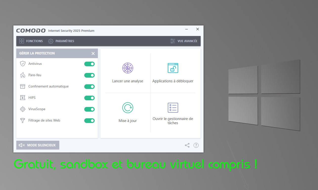 ComodoInternetSecurityPremium_2025_Choix de six interfaces