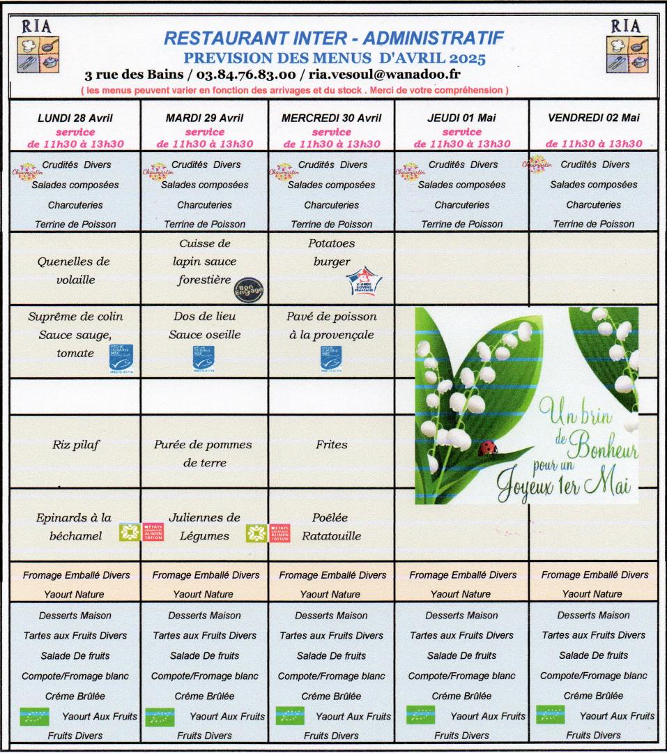 Menus Avril 5131