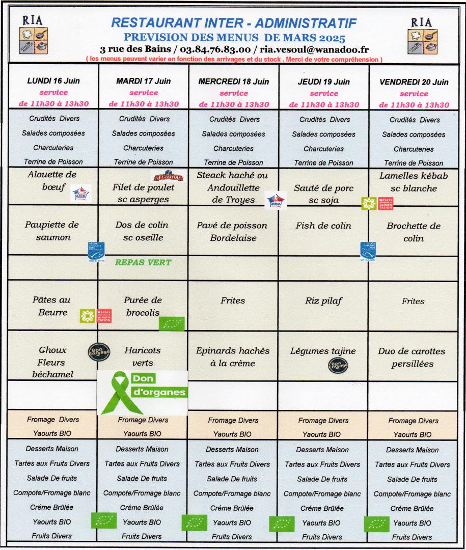 Menus juin 3