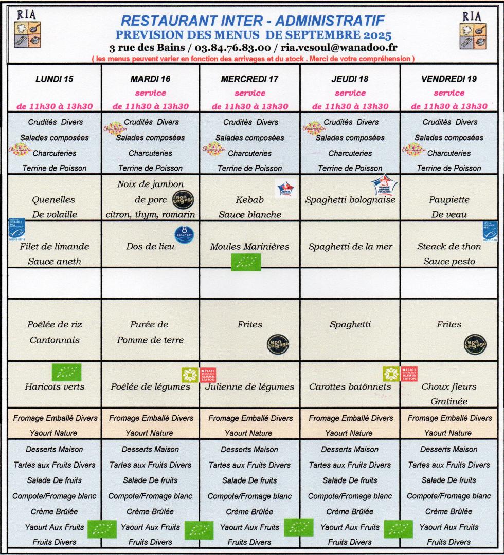 Menus septembre 3185